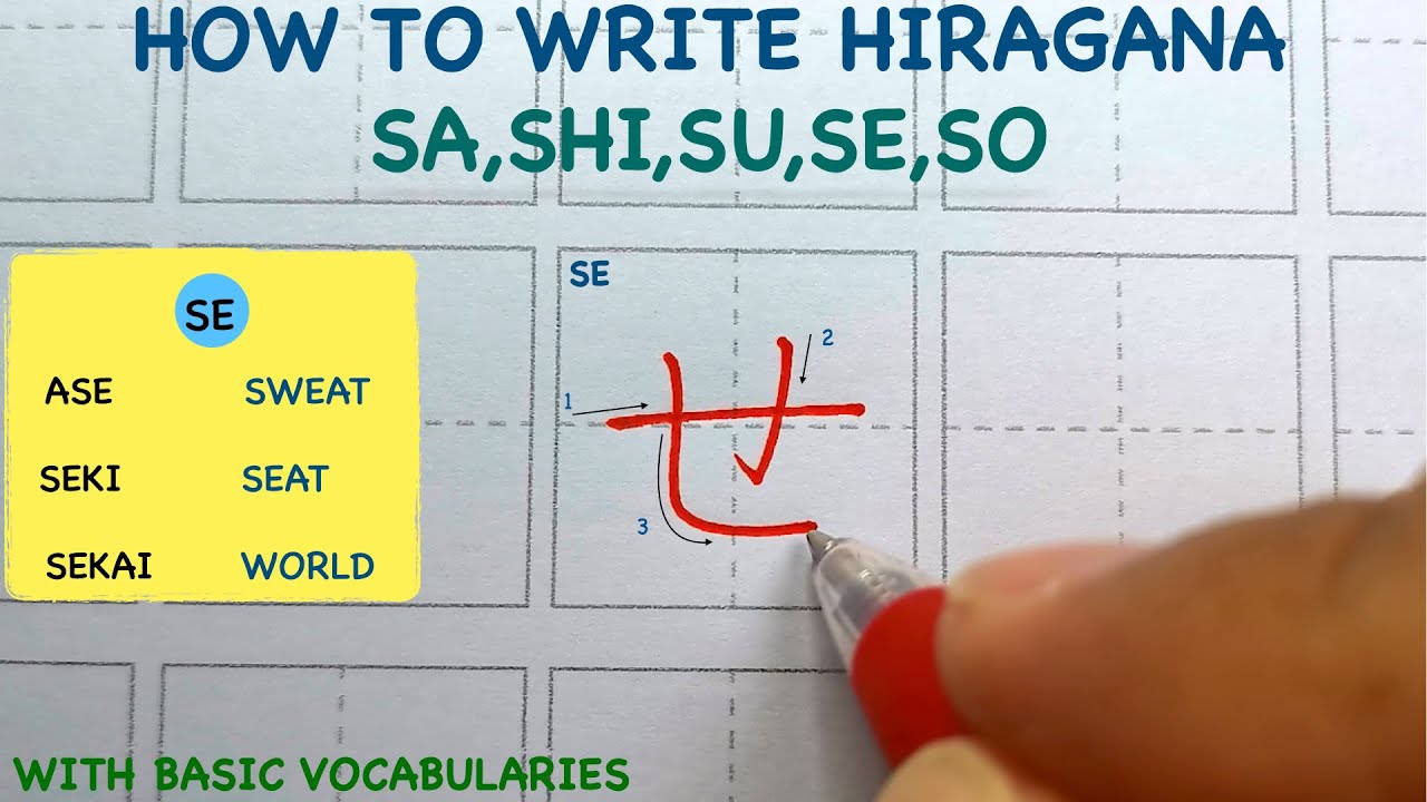 How to write Hiragana | Japanese Alphabet |Sa Shi Su Se So