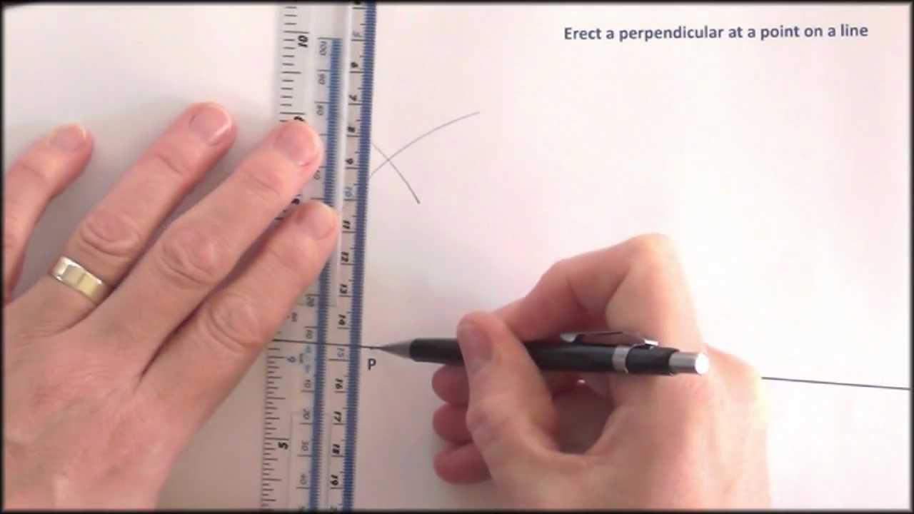 Straightedge and compass: erecting a perpendicular on a line at a given point