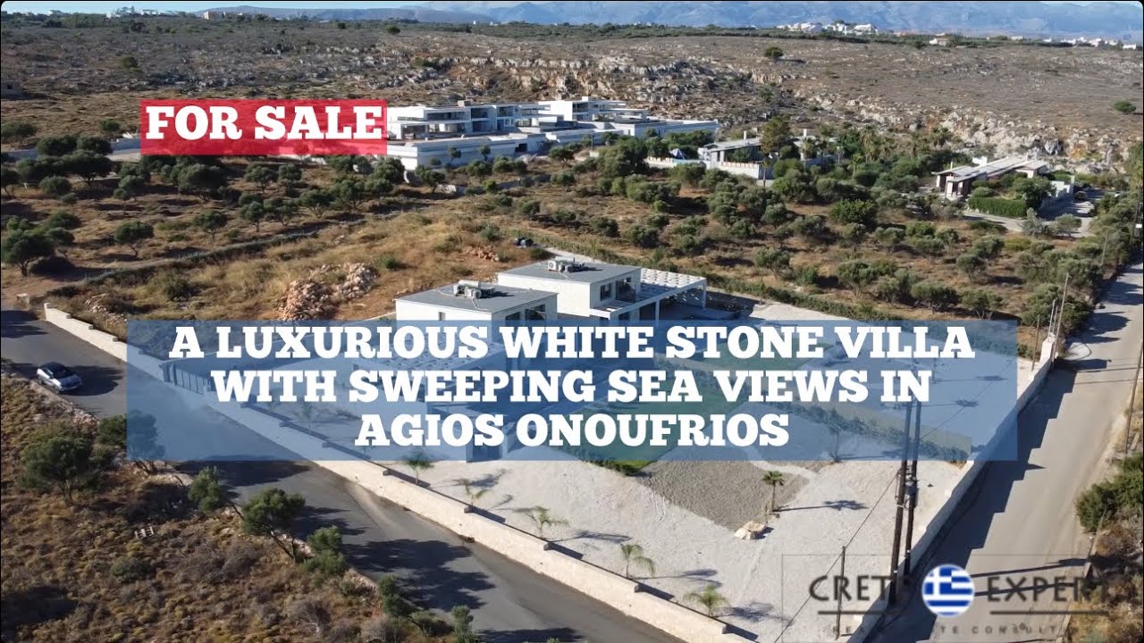 A LUXURIOUS WHITE STONE VILLA WITH SWEEPING SEA VIEWS IN AGIOS ONOUFRIOS