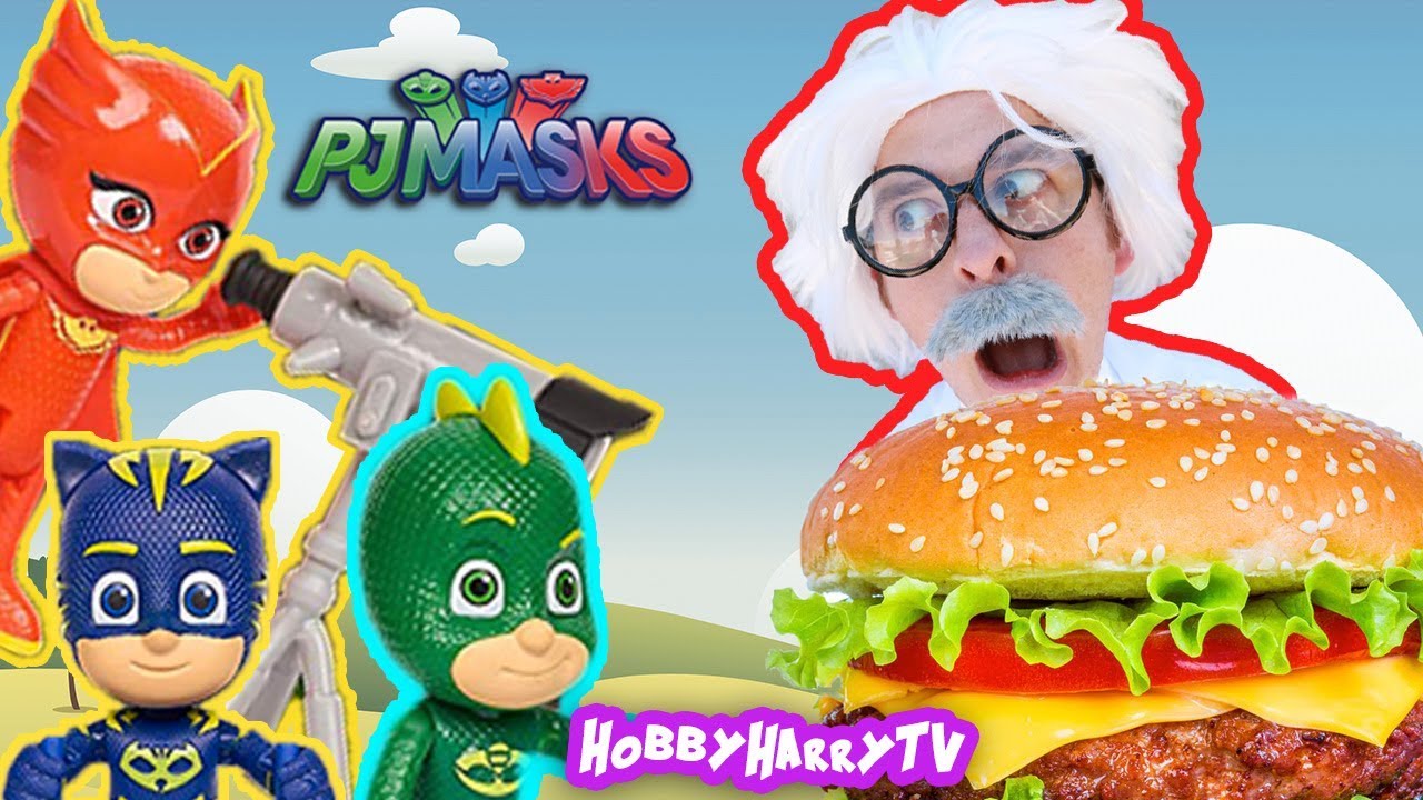 PJ Masks Make GIANT Cheeseburger with HobbyHarry!
