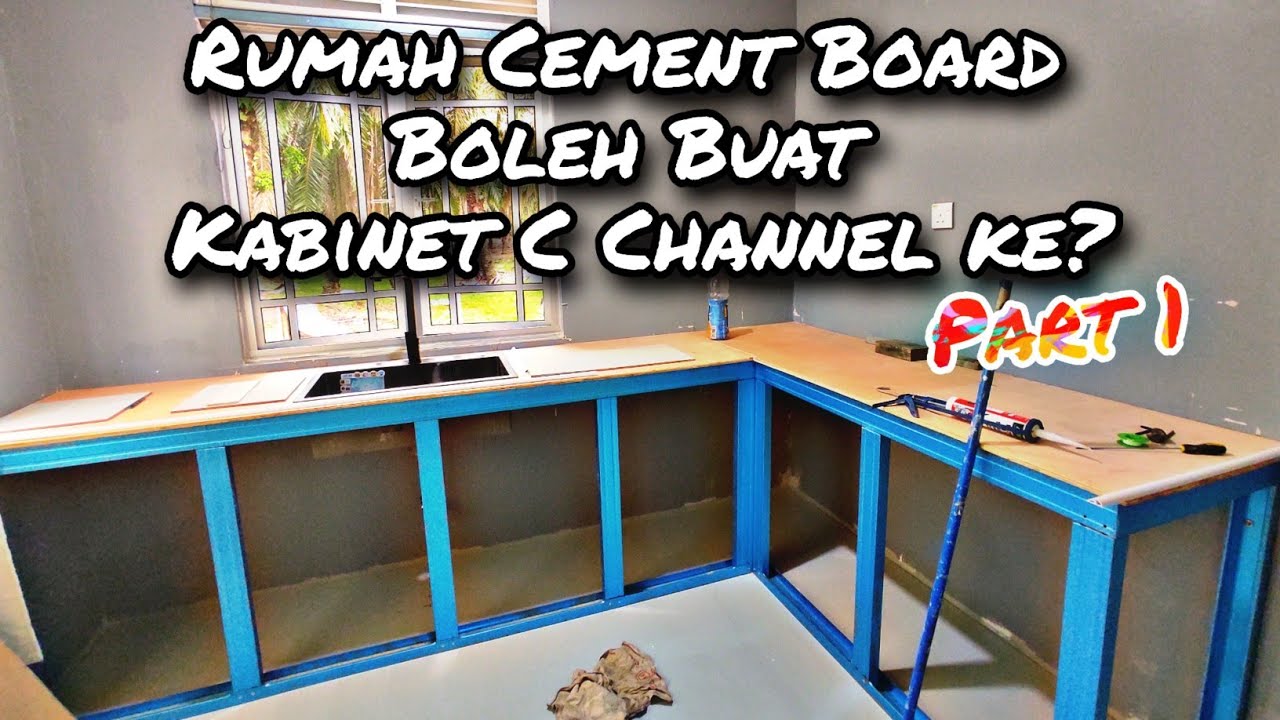 Kabinet Dapur Dari C Channel atas Rumah Cement Board 