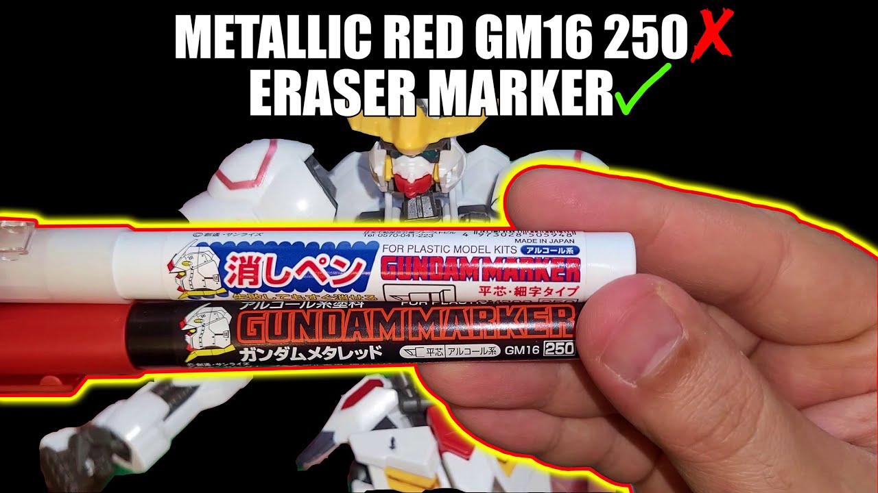 Gundam Marker Review : Metallic Red GM16 250 and Marker Eraser | ガンダムマーカーレビュー：メタリックレッドとマーカー消しゴム