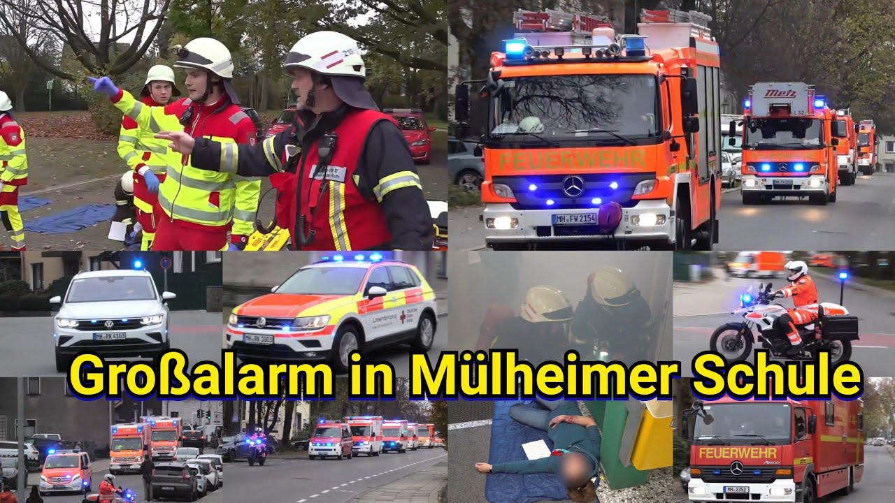 [27 Verletzte nach Verpuffung] Großalarm in Mülheim an der Ruhr nach Verpuffung an Schule/Großübung