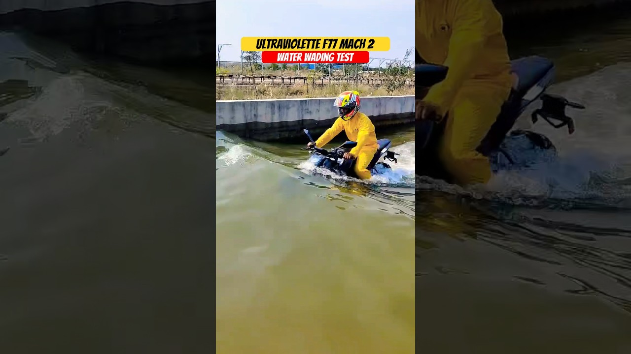 Ultraviolette F77 Mach 2 Water Wading Test | BikeWale #shorts #ultraviolettef77mach2