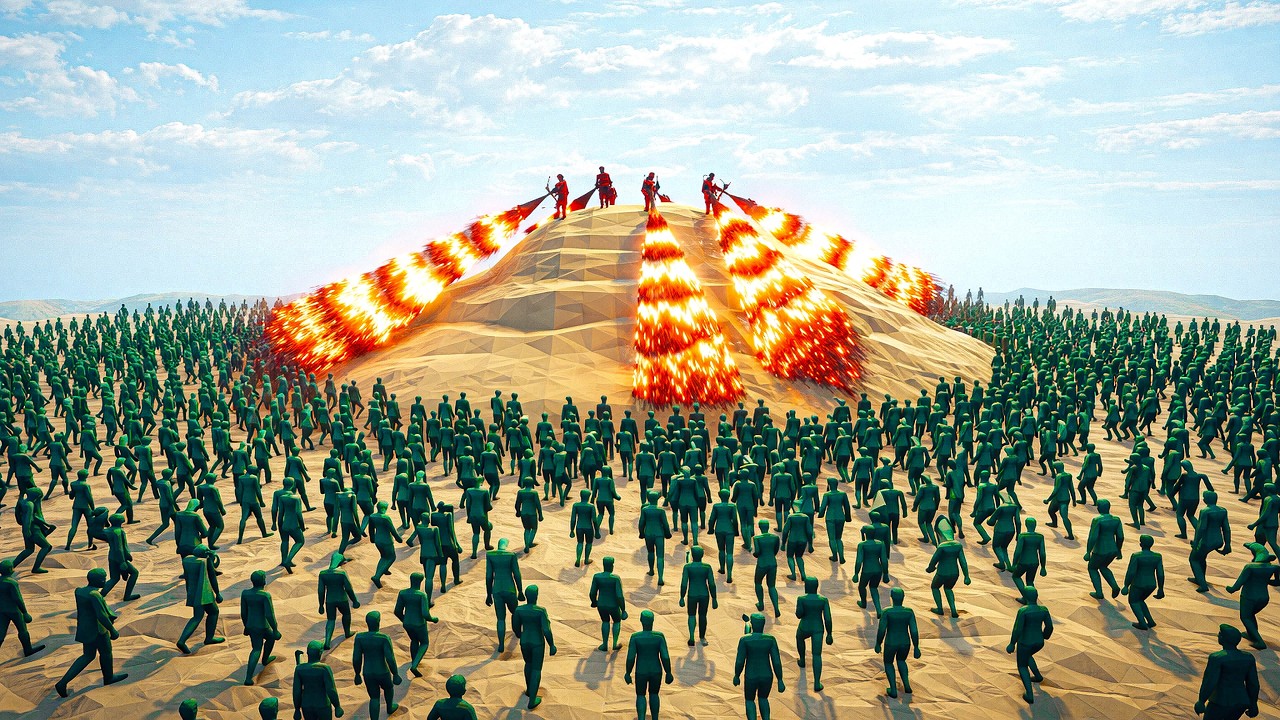 HILL Last Stand (178 ZOMBIE vs 5x EVERY GOD) - Totally Accurate Battle Simulator TABS