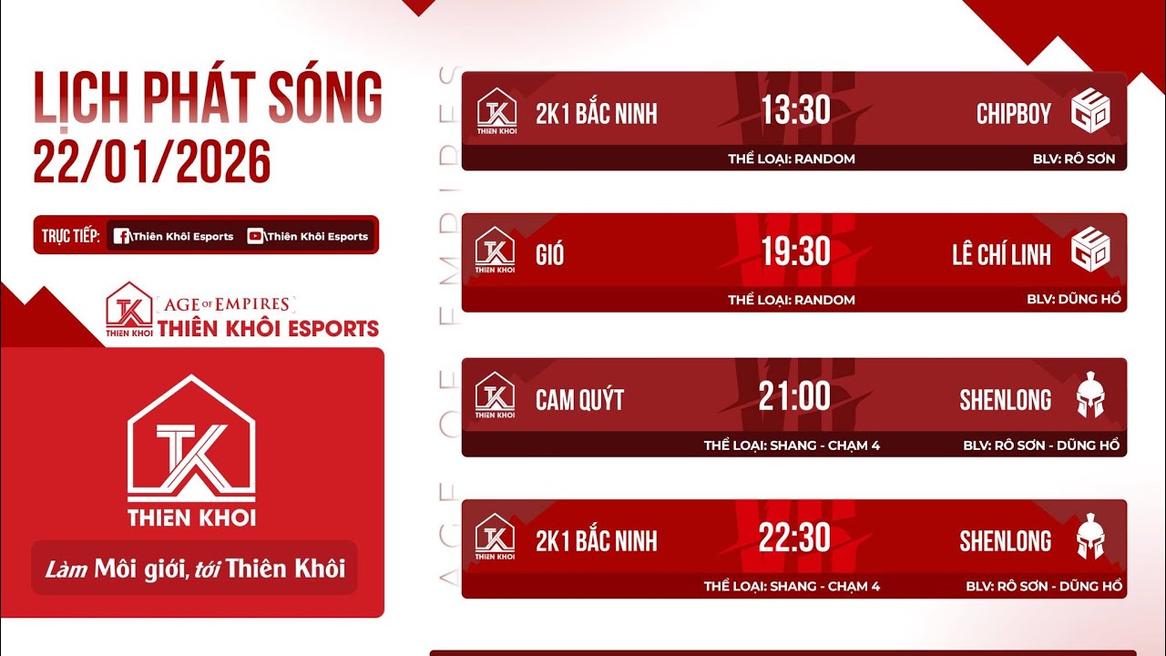 Trực Tiếp | Thiên Khôi Esports vs CN_Shenlong | Solo Shang | BLV: RBS | Ngày 22/01/2026