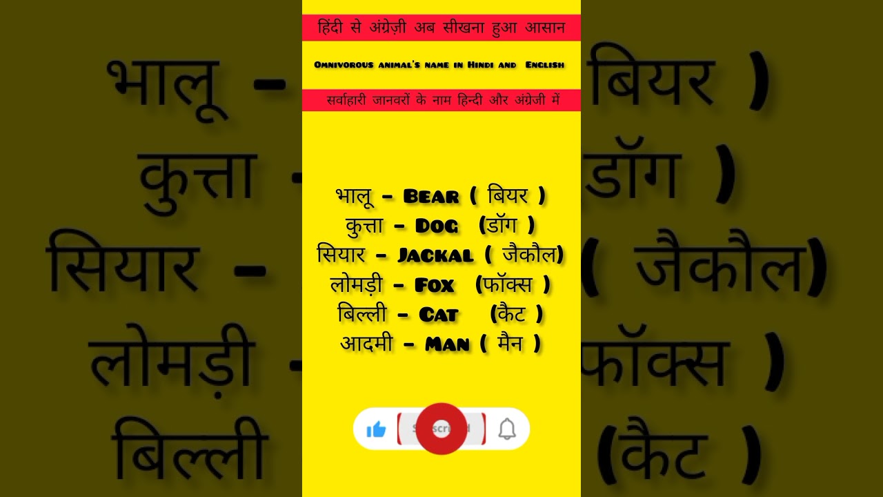 omnivorousanimal'sname inHindiandEnglish