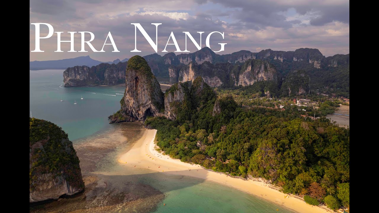 Phra Nang Cave Beach at low tide - Thailand | Cinematic Drone Video 4K