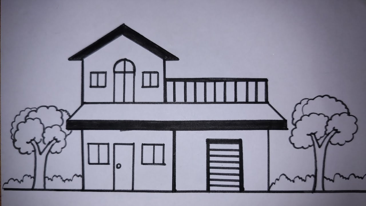 how to draw a house / house drawing/ easy drawing / ghar ka chitra / pencil drawing / easy drawing