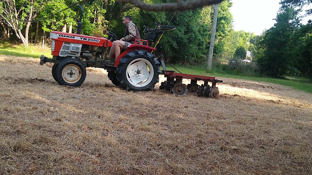 Disking new garden area with Yanmar YM2000