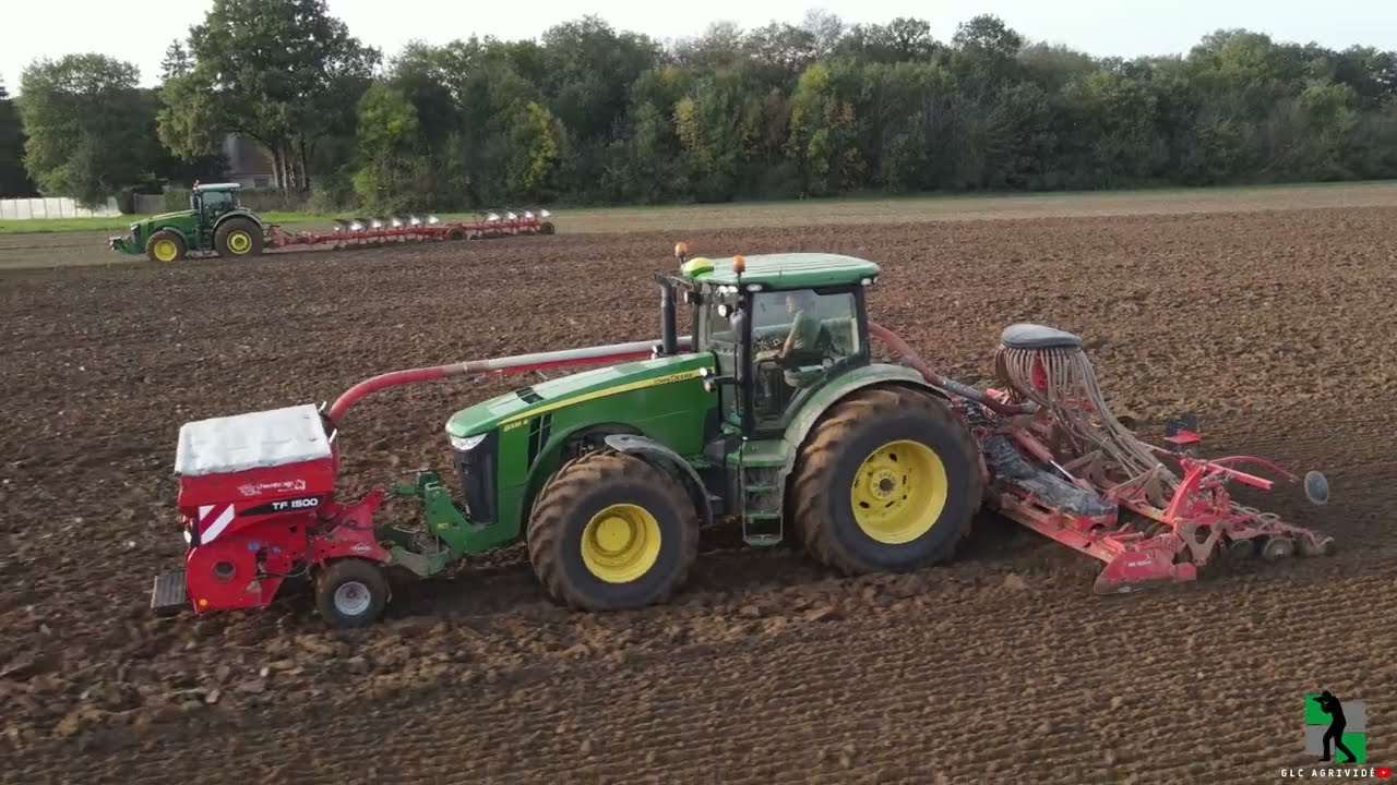 Semis 2022 en Beauce | John Deere 8400R & 8335R | Charrue 9 & 10 corps | Semoir 6m