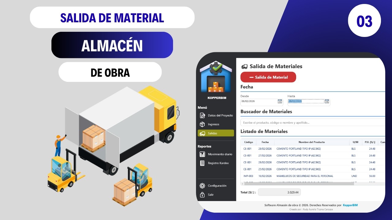 Movimiento de almacén en obra_03   Salida de material