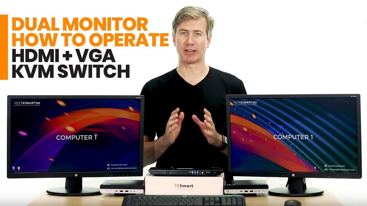 TESmart Dual Monitor KVM How To Operate Video HDMI+VGA Switch