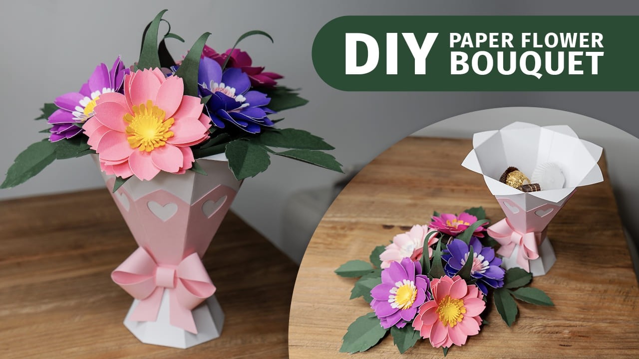 DIY Paper Bouquet | Step-by-step Tutorial | SVG PNG Template