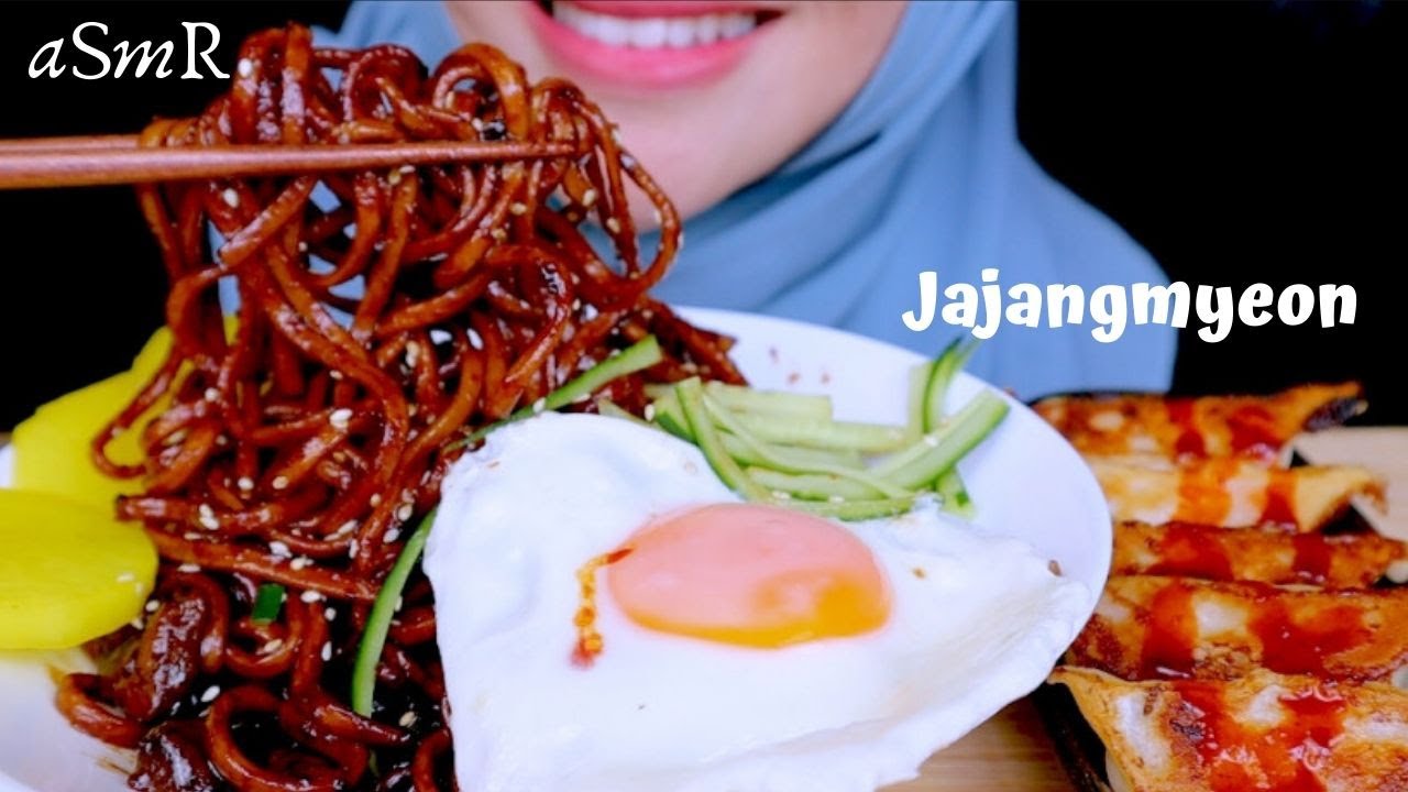 ASMR | BLACK BEAN NOODLE + DUMPLINGS *JAJANGMYEON by MASISSO | Eating Sounds | No Talking