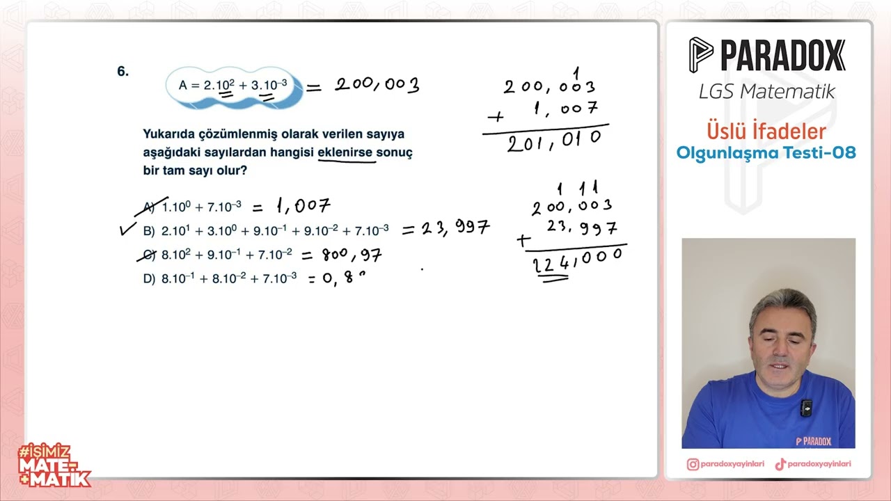 Üslü İfadeler-Olgunlaşma Testi 08