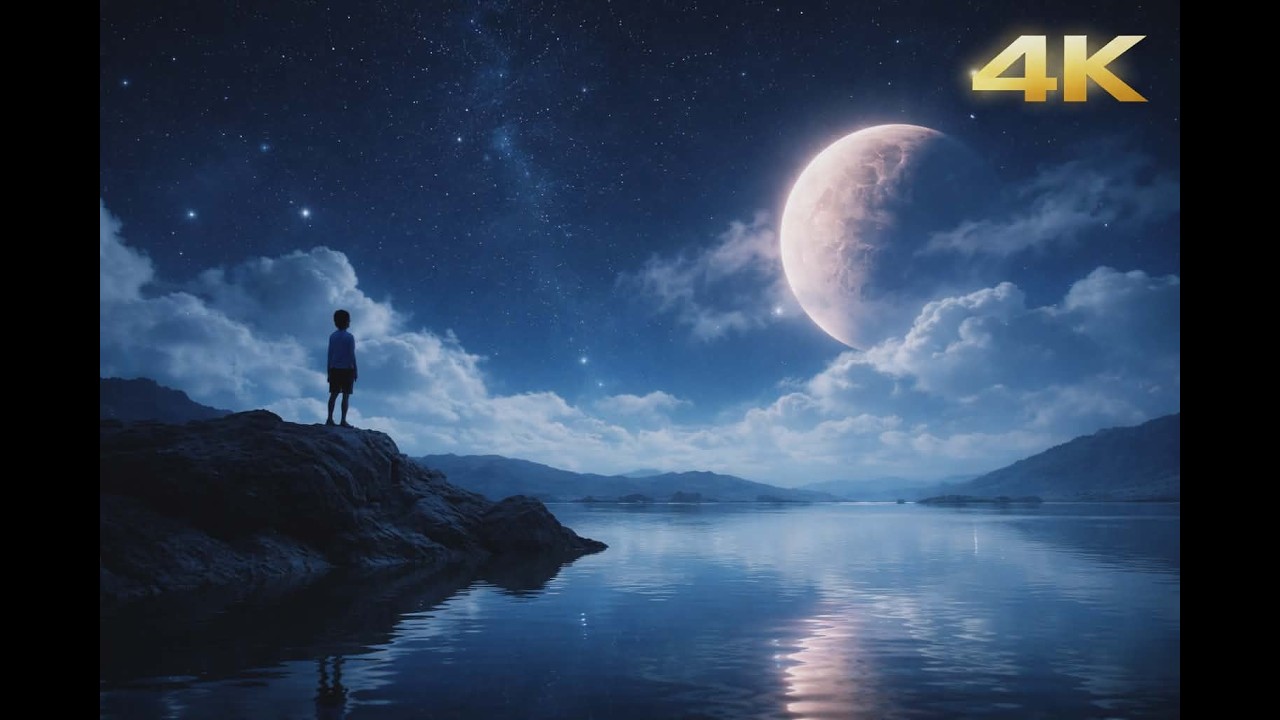 Relaxing Moon Night in 4K 🌙 | Sleep & Study Ambience Ultra HD