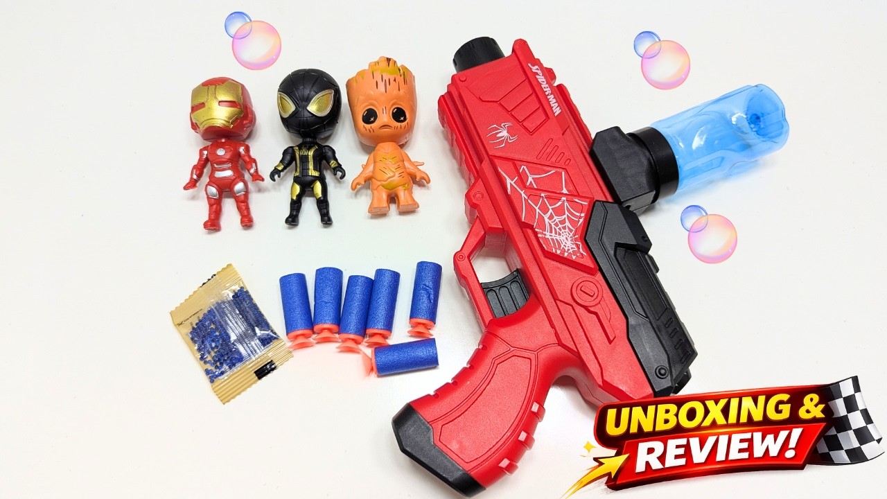 The BEST Superhero Action Figure Set EVER! Bubble Gun Toy Unboxing & Test | IronMan | Groot |