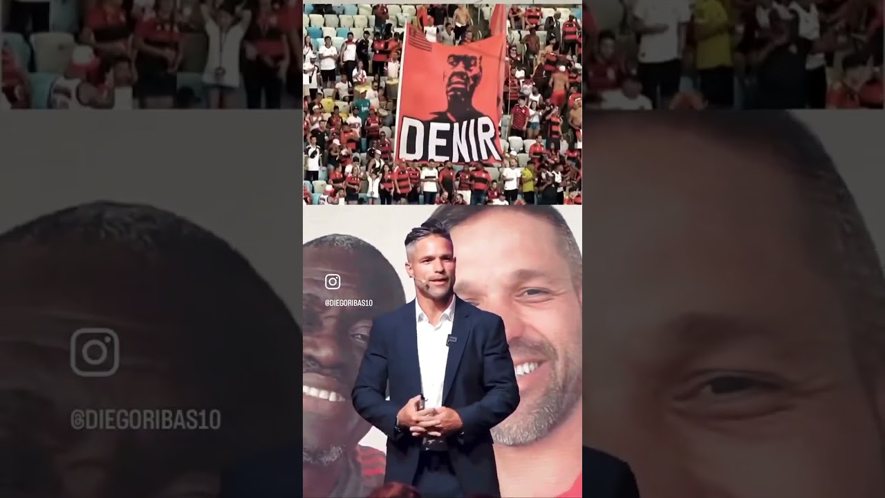 Diego Ribas em uma palestra falando sobre a importância de Denir, que foi massagista do Flamengo.