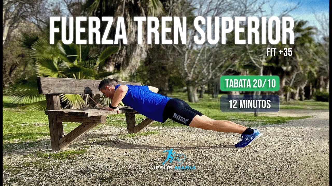 Rutina de Fuerza Tren Superior en BANCO 12 min| Entrenamiento Guiado +35 sin Material.