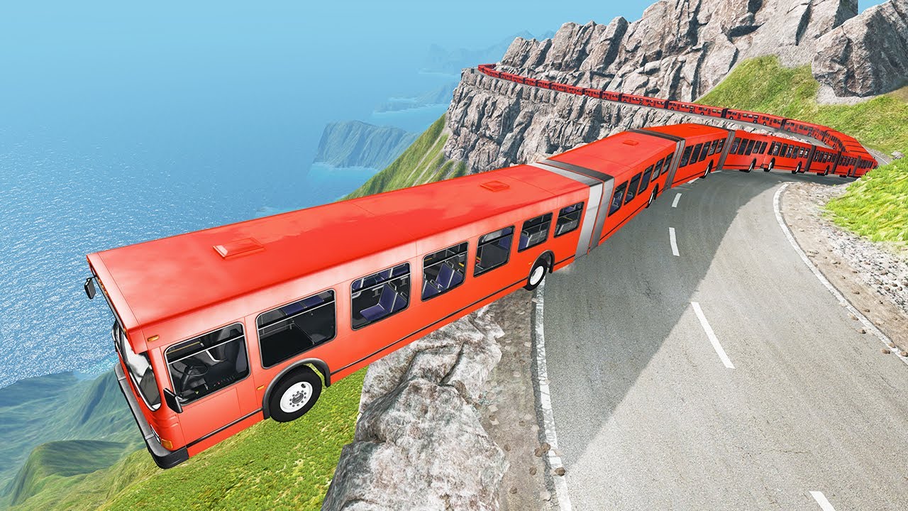 Long Articulated Bus Fails#1 - Beamng drive