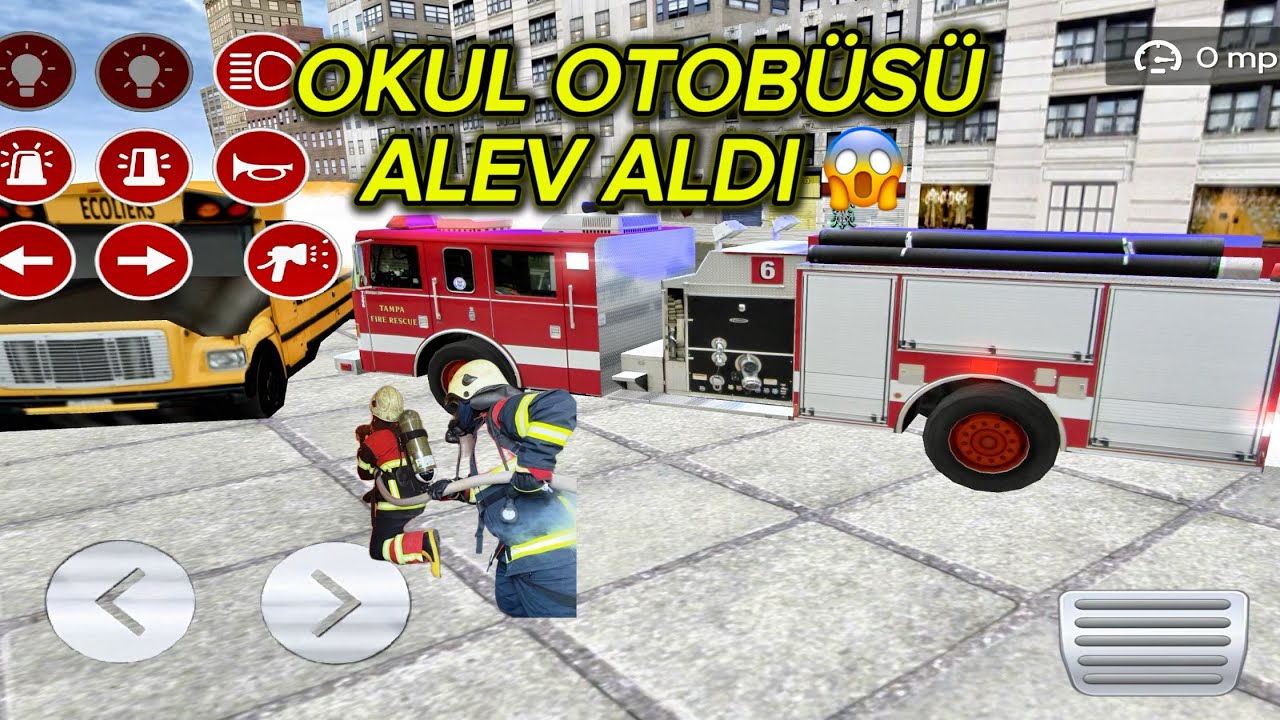 YANAN OKUL OTOBÜSÜ 😱 PT2 #firetruck #itfaiyeoynu #itifaye #arabaoynu #okulotobüsü #firetruckcar