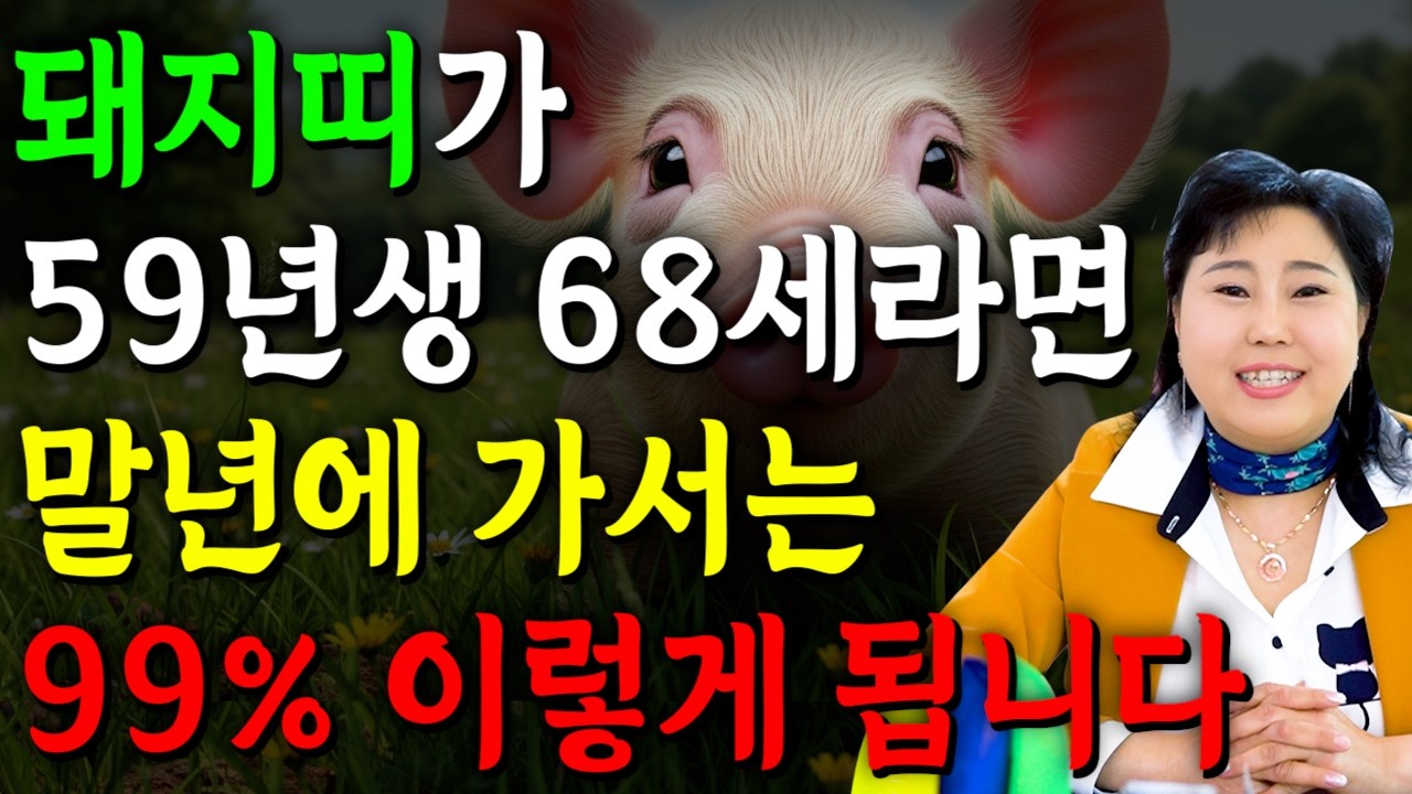 ✨2026년 1959년생 68세 돼지띠운세✨올해부터 내 인생이 달라진다! 평생 놀고 먹을 금전 들어오고 문서,귀인까지 대박나는 1959년생 68세 돼지띠의 운명과 병오년 운세!