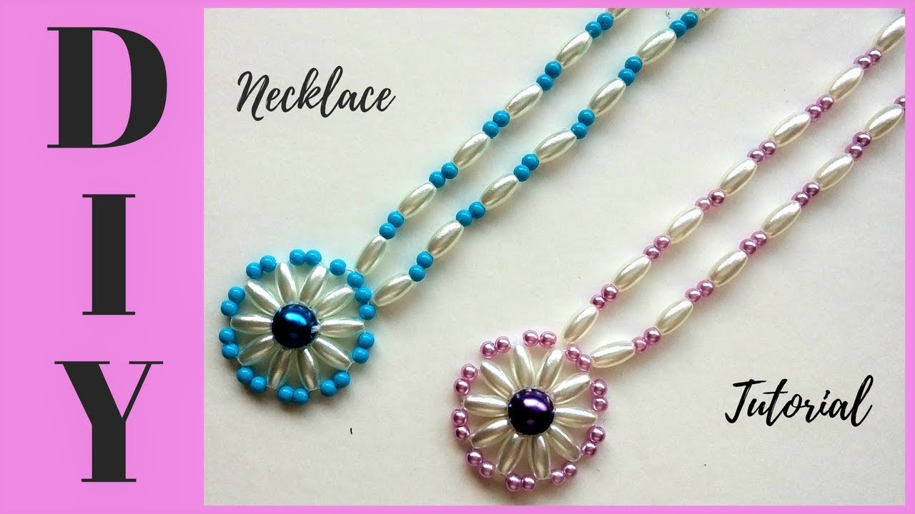 10 minutes DIY necklace. How to make beaded necklace with pendant . Jewelry making tutorial.