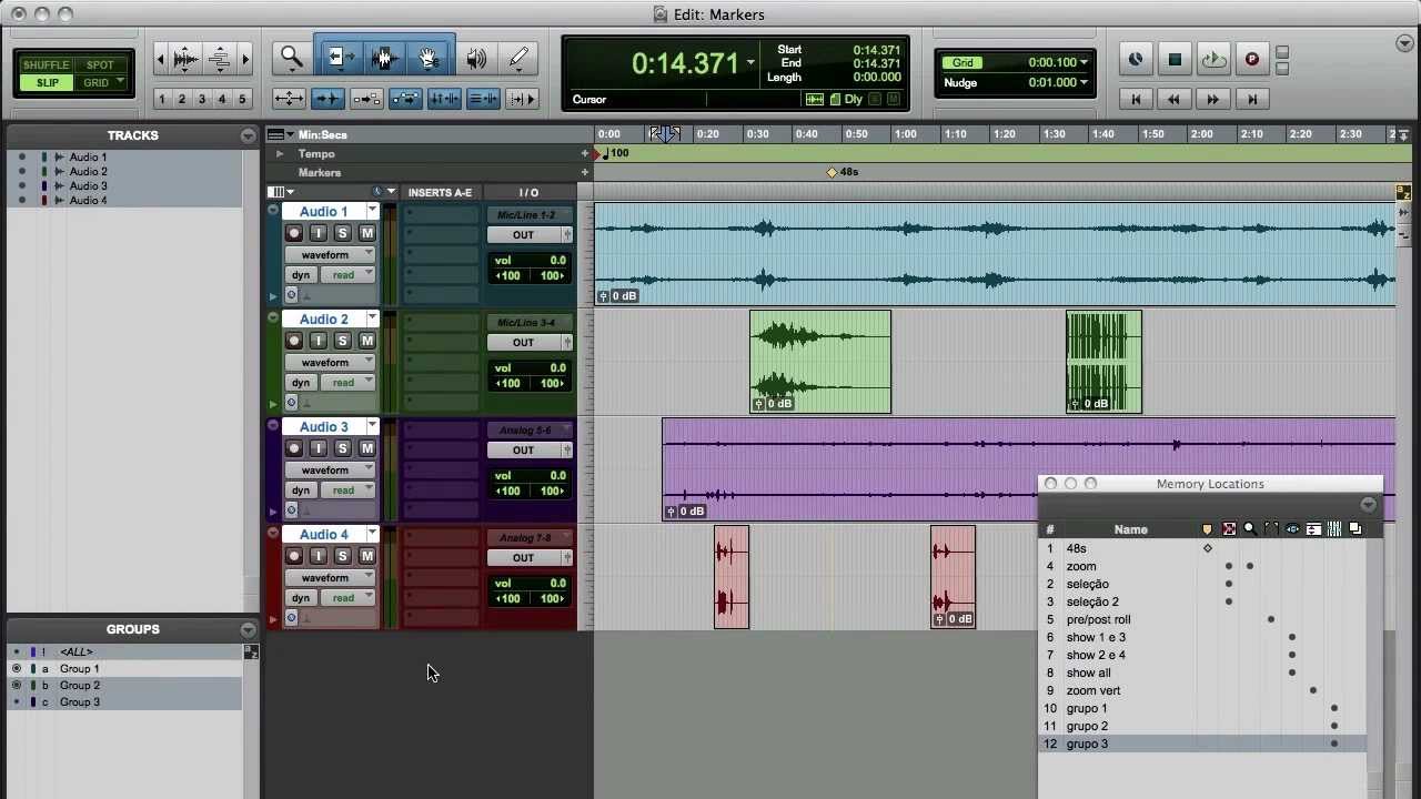 Markers e Memory Locations do Pro Tools