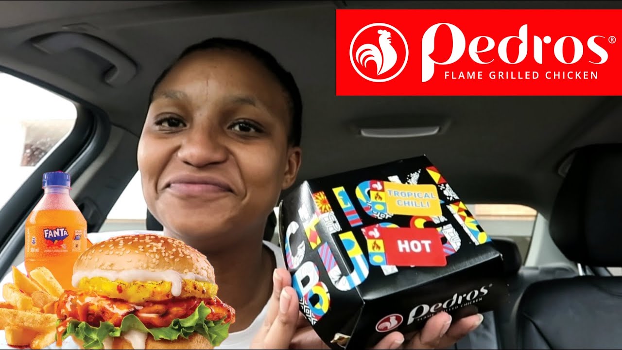 PEDROS Tropical Chilli Burger🍍🍗🔥🤯!!| South African MUKBANG 🇿🇦 #mukbang #foodie #food #eating #pedros
