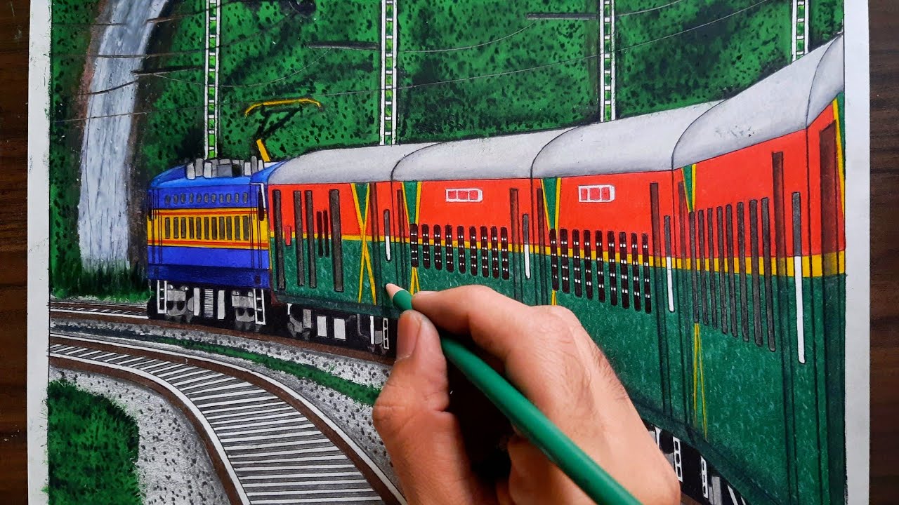 Рисунок LHB Deccan Queen | Живописный вид на перевал Бхор Гхат | Индийские железные дороги
