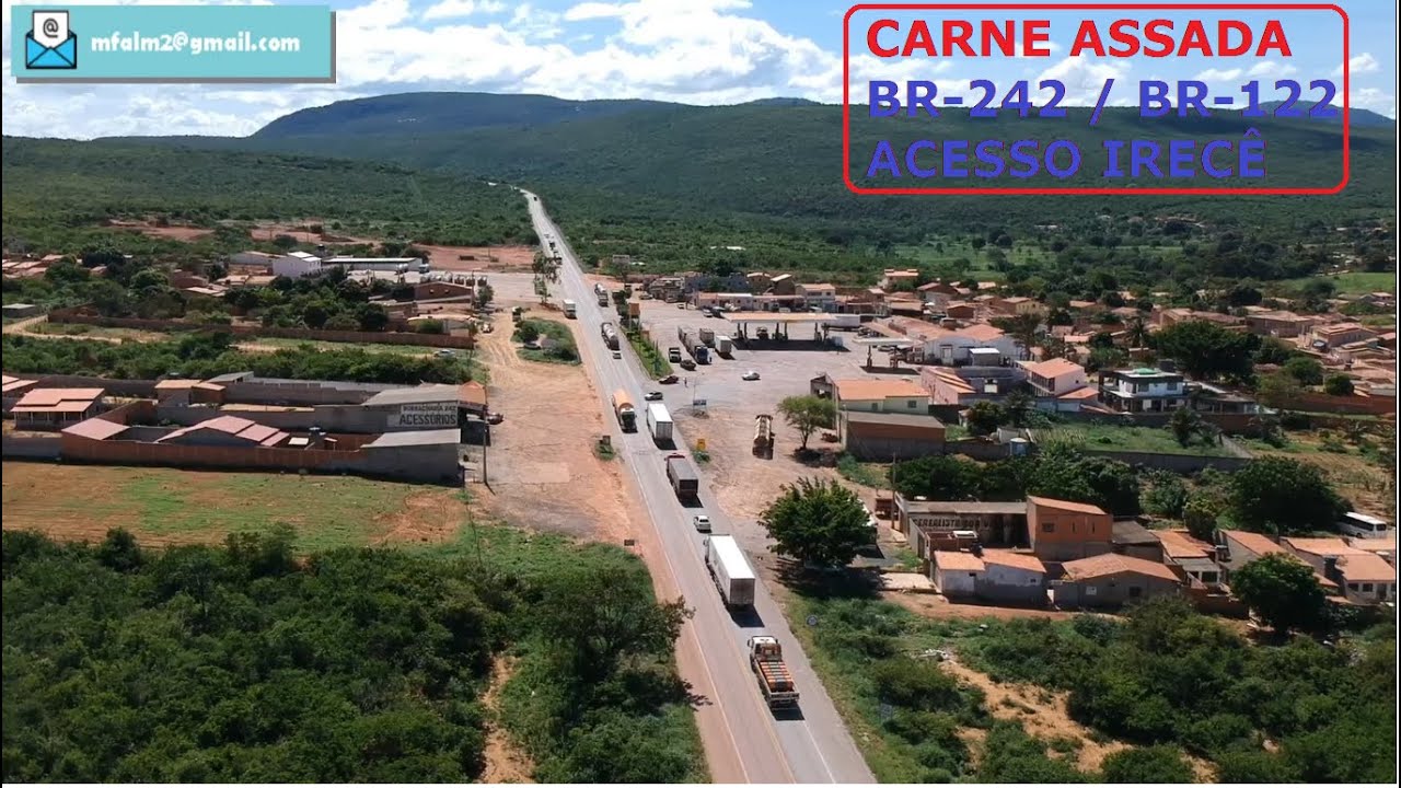 Imagens Aéreas Carne Assada BR-242 / BR-122, acesso as cidades de Iraquara 27 km e Irecê 139 km.