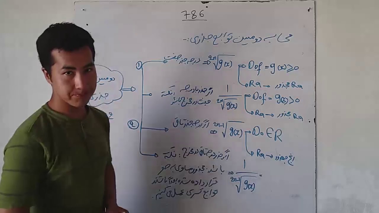 ریاضیات عالی _بخش تابع _محاسبه دومین و رنج تابع جذری