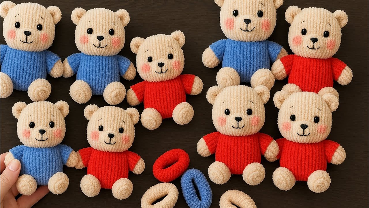 Super Easy Teddy Bear Making Idea With Hair Rubber Bands -  DIY - How To Make Teddy Bear Keychain