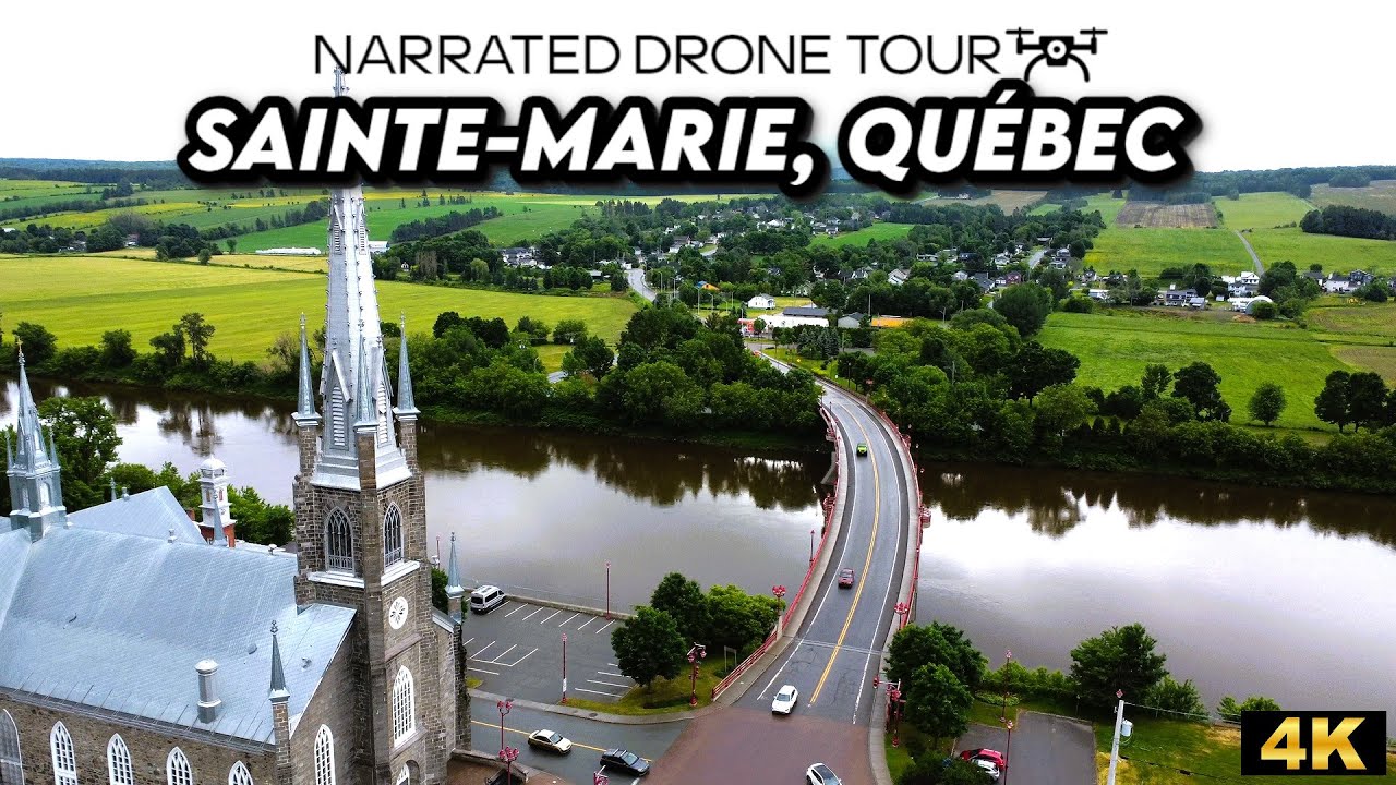⚜️🚁 Aerial Wonders of Sainte-Marie, Québec: Discover the Beauty of this Historic Town in 4K! 🌟🌳