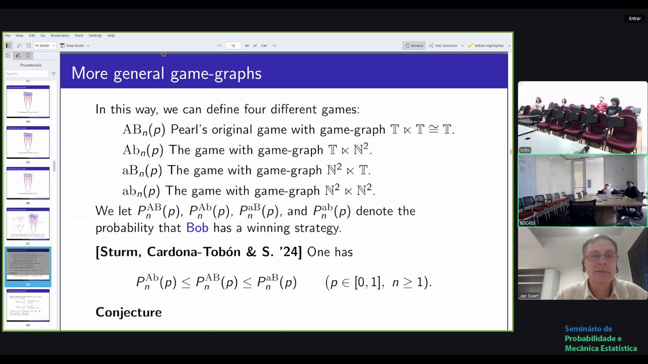 SPMES: A min-max random game on a graph that is not a tree - Jan Swart