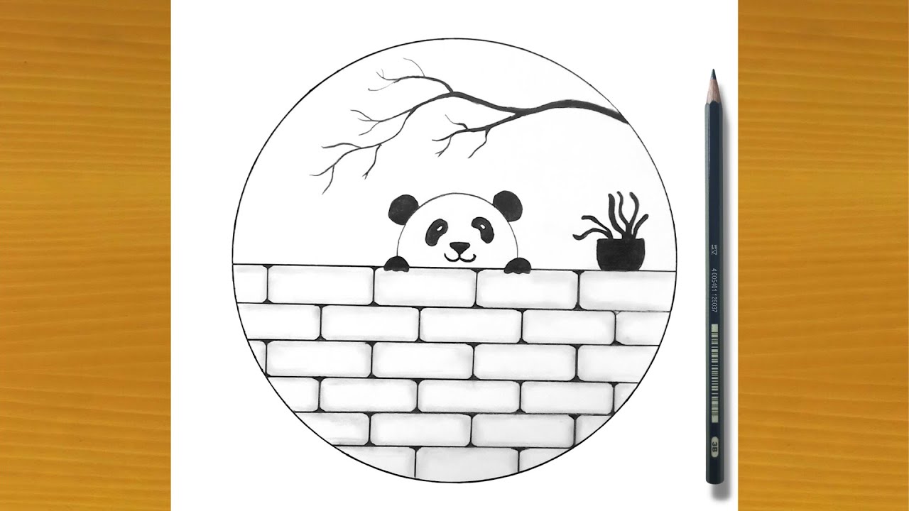 How To Draw: Cute Panda Climbing Wall