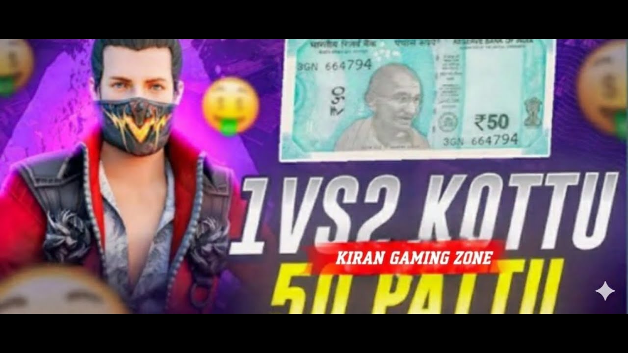 1vs2 Kottu 50rs Pattu || Free Fire Live Telugu || Kiran Gaming Zone