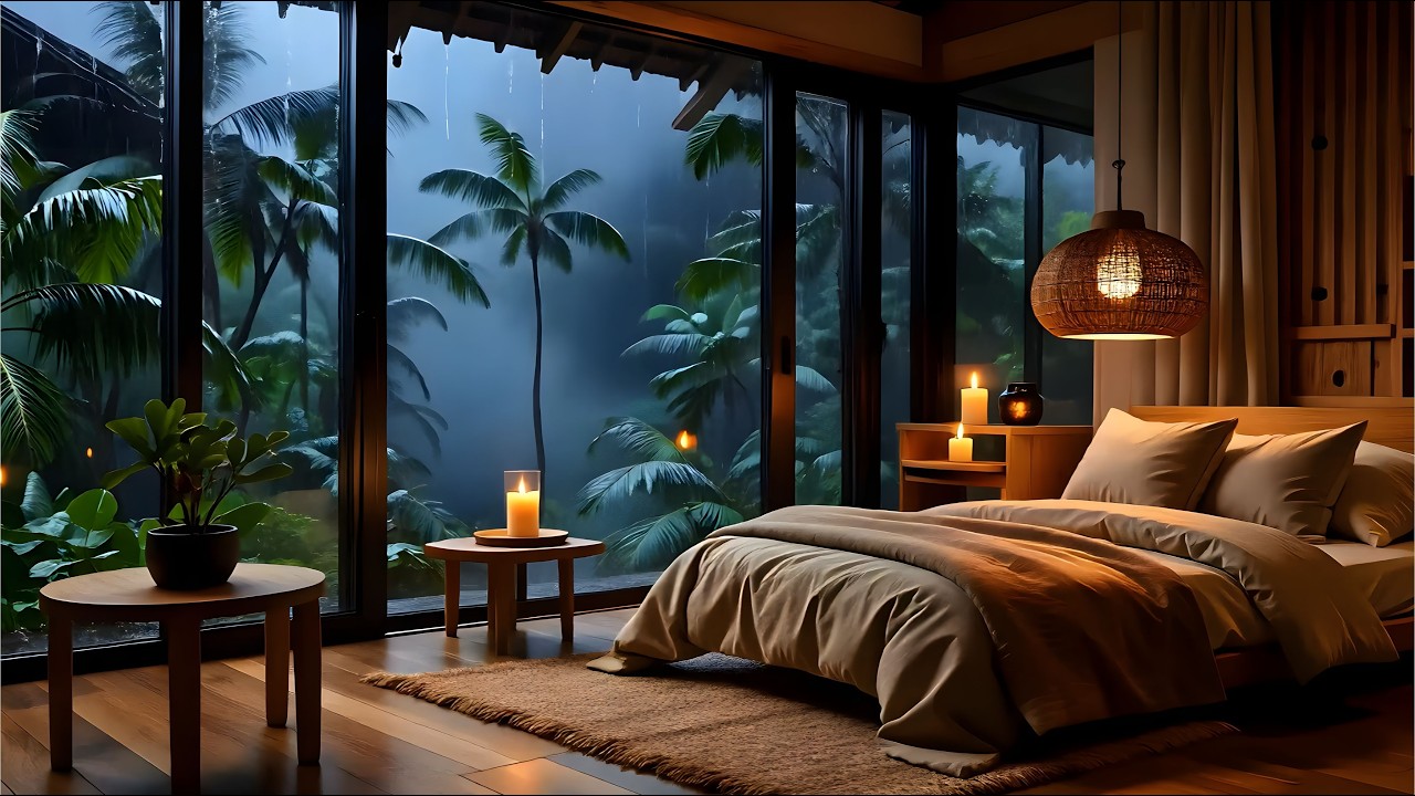 Soothing Piano with Rain in Late evening | Relaxing Sleep Music for Deep Calm and Peaceful Dreams