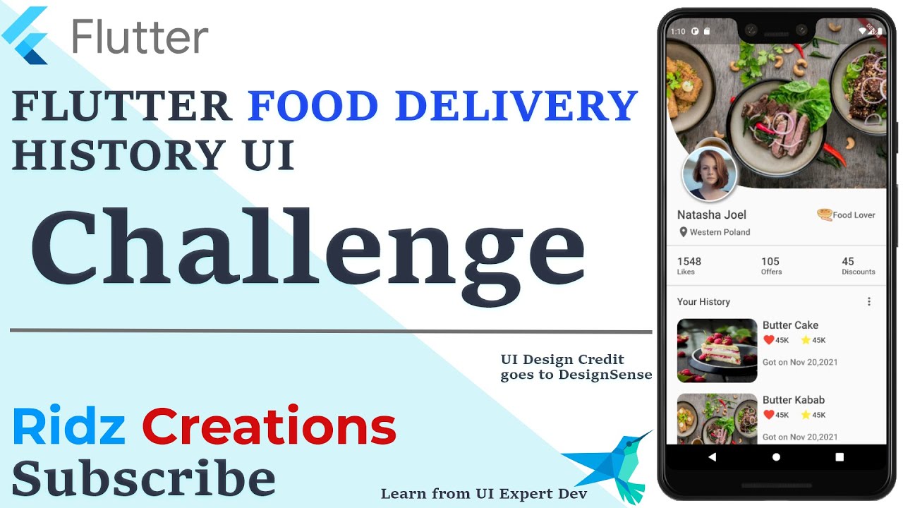 🔴 Flutter  Food Delivery Order History Design || Flutter Series🔴