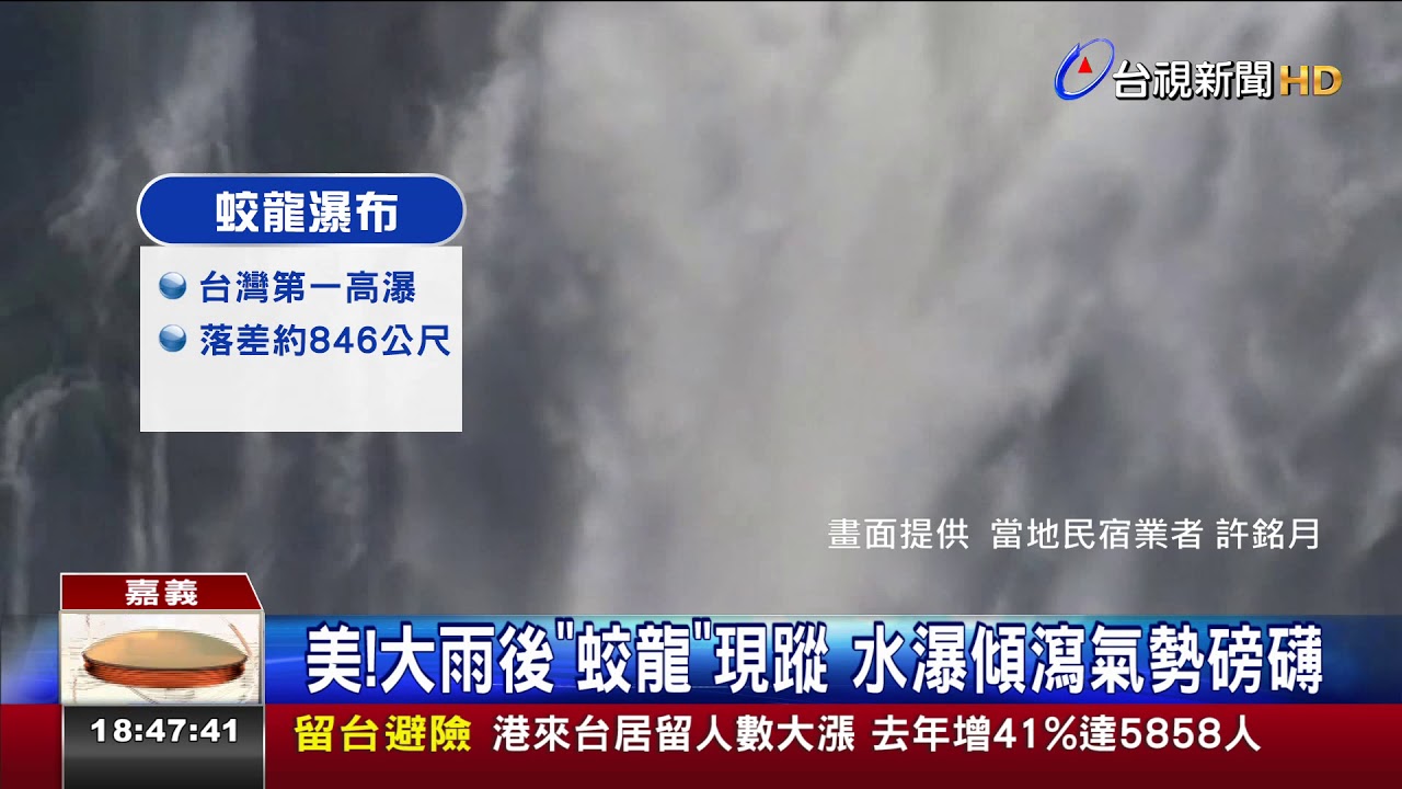 美!大雨後蛟龍現蹤水瀑傾瀉氣勢磅礡