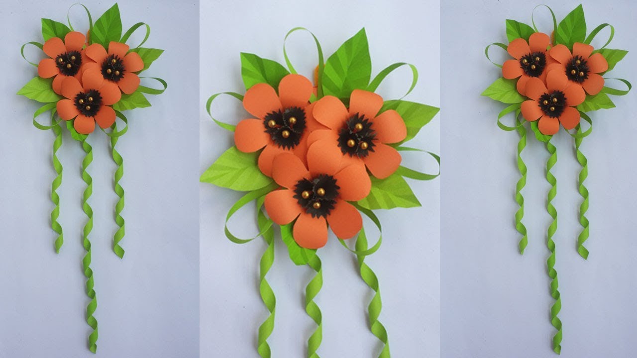 DIY: Wall Hanging Idea!! How to Make Beautiful Paper Flower Wall Hanging for Home/Room Decoration!!!