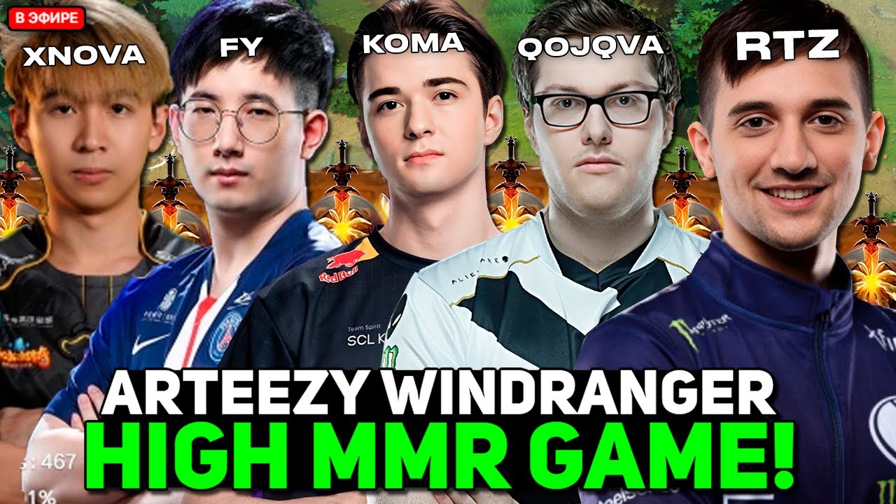 ARTEEZY on WINDRANGER with TOP 17 RANK XNOVA vs TOP 1O RANK FY / QOJQVA and KOMA
