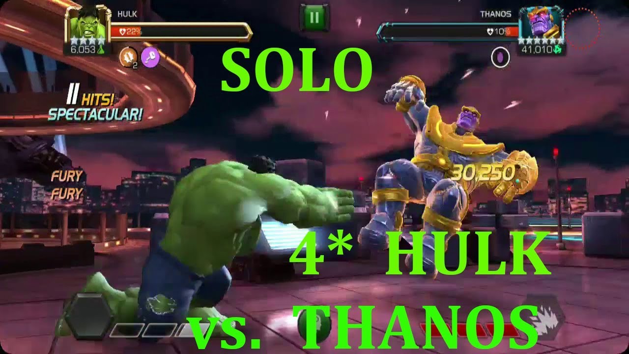solo 4star hulk vs Thanos (uncollected) marvel contest of champion