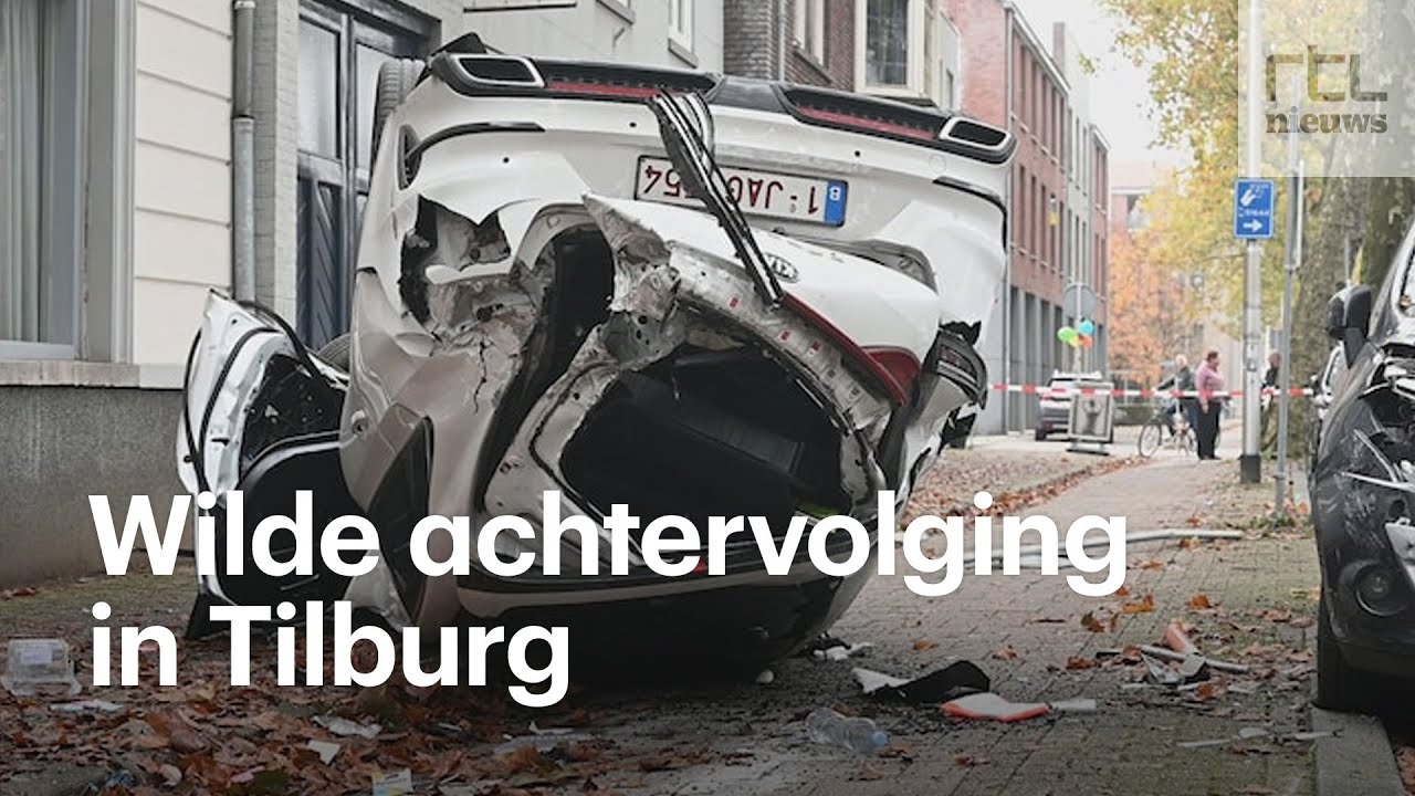 Beelden van crash na politieachtervolging in Tilburg