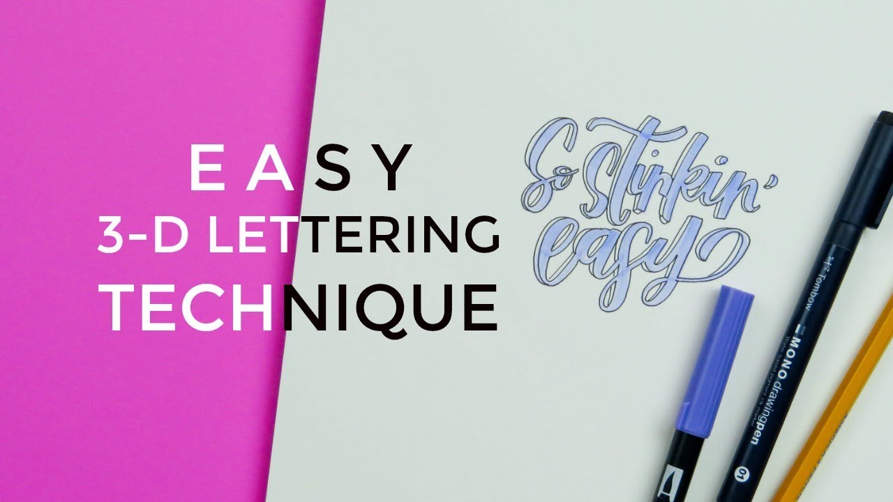 EASY 3D Lettering Technique Tutorial (Intermediate Level Brush Lettering)