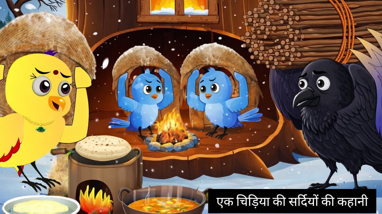 एक चिड़िया की सर्दियों की कहानी | Hindi Moral Story | 2D Animated Story | Kids Cartoon Story |