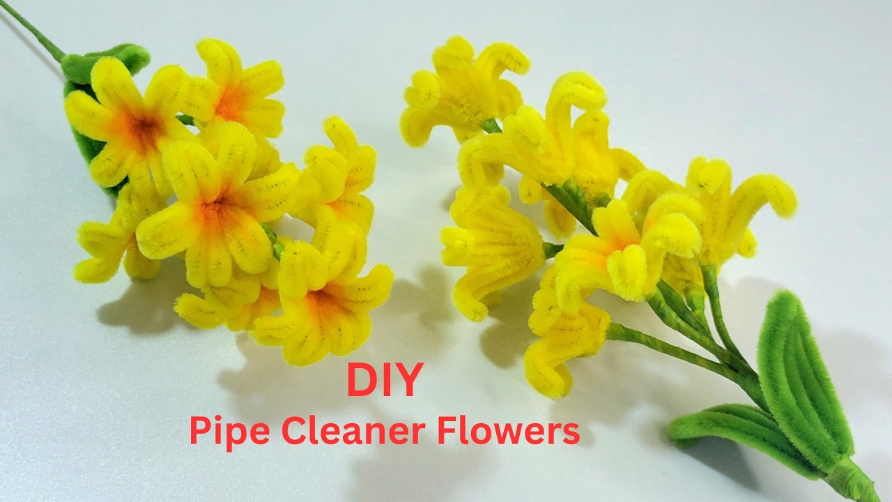 DIY Pipe Cleaner Easy to Make Beautiful Flowers 🌼 |  Yellow Chenille Easy Bouquet Flowers 🌼