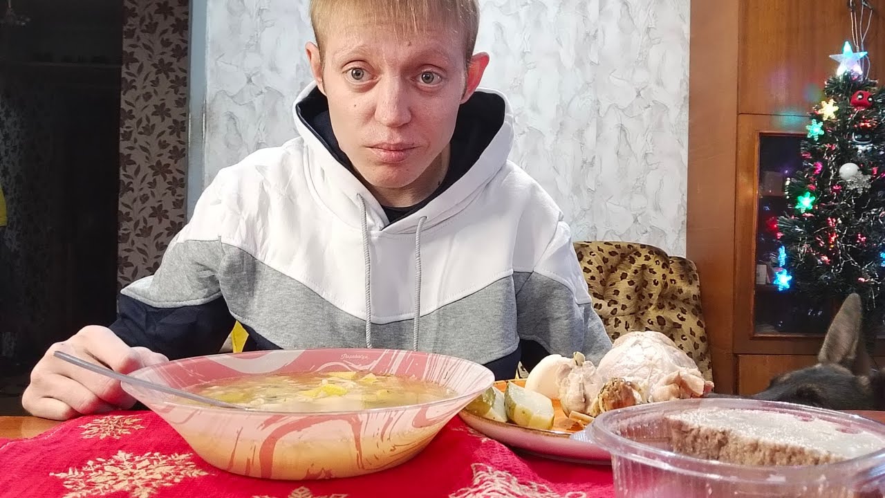 Мукбанг// Куринный Суп Холодец Солёный Огурчик