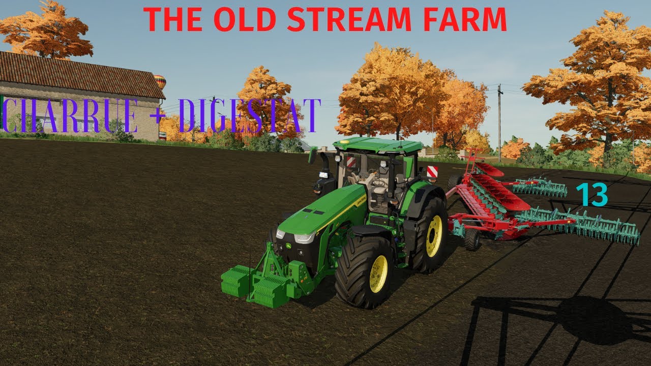 (FS22)carri&egrave;re suivis sur The Old Stream Farm-Charrue + DIGESTAT#13